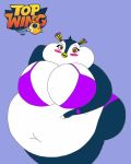  anthro avian big_breasts bird blush bra breasts brown_eyes clothing female navel overweight overweight_female panties penguin penny_(top_wing) top_wing underwear unknown_artist 