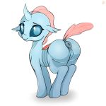  2019 aer0_zer0 animal_genitalia animal_pussy anus butt changeling clitoris equine_pussy female feral friendship_is_magic hi_res looking_at_viewer my_little_pony ocellus_(mlp) pussy simple_background smile solo white_background 