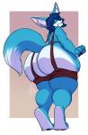  anthro big_butt butt canid canine girly hair hi_res huge-butt lavenderpandy looking_at_viewer low-angle_view male mammal solo suspenders thick_thighs 