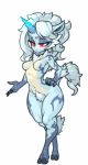  alternate_species animal_humanoid animated breasts capcom featureless_breasts female glowing glowing_eyes hair horn humanoid humanoidized kirin_(mh) lighting long_hair low_res monster_hunter muhut navel nude simple_background solo standing video_games white_background white_hair 