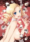  1girl absurdres blonde_hair blue_eyes breasts catherine catherine_(game) choker drill_hair highres lipstick makeup nude sheep twin_drills twintails 