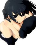  aihara_shouta bad_id bad_pixiv_id black_eyes black_hair blush breasts cat_paws cat_tail cleavage k-on! large_breasts nakano_azusa nude paws smile solo tail thighhighs 