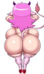  1girl absurdres ass backboob breasts cowgirl gray_impact highres horns huge_ass huge_breasts original pink_hair pussy thick_thighs thighs 