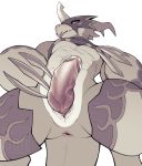  abs animal_genitalia anthro anus catsudon digimon digimon_(species) erection flamedramon genital_slit humanoid_penis knot looking_at_viewer low-angle_view male navel penis retracted_foreskin slit solo standing tongue tongue_out uncut vein veiny_penis 