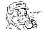  anthro chipp clothed clothing cup drinking emenius fur hat holding_cup jacket looking_at_viewer maga_hat make_america_great_again mammal pinky_out politics rat rodent sketch whiskers 