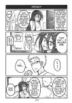  ... 2boys 2girls 4koma anger_vein black_hair breasts can comic english_text glasses large_breasts long_hair monochrome multiple_boys multiple_girls news original peach_(momozen) pout refrigerator scar soda_can spiked_hair spoken_ellipsis sweatdrop television 