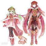  2girls bell blush box bracelet cape capelet chiki christmas circlet dress fire_emblem fire_emblem:_monshou_no_nazo fire_emblem_heroes full_body fur_trim gift gloves green_eyes green_hair hat headband jewelry looking_at_viewer mamkute merry_christmas minerva_(fire_emblem) multiple_girls nintendo pointy_ears ponytail red_capelet red_dress red_eyes red_gloves red_hair sack santa_costume santa_hat short_hair smile tiara xin_(24914) 