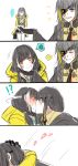  2girls black_hair blush eyebrows_visible_through_hair eyepatch eyes_visible_through_hair girls_frontline grey_eyes heterochromia highres hinagi_(fox_priest) kiss multiple_girls red_eyes ro635_(girls_frontline) scar scar_across_eye sweat yellow_eyes yuri 