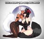  animal_humanoid arctic_fox arctix_(talaniss) bandit_(cathare) blue_eyes breast_squish breasts bunny_and_fox_world canid canid_humanoid canine canine_humanoid cleavage clothed clothing costume duo female female/female fox fox_humanoid fur green_eyes hair halloween hand_holding hi_res holidays humanoid mammal markings procyonid procyonid_humanoid raccoon raccoon_humanoid rush_(artist) skimpy whisker_markings 