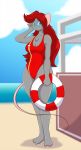  beach clothing hair hi_res lifeguard lifesaver mammal mastergodai mouse one-piece_swimsuit raven_fields rodent seaside solo swimsuit 