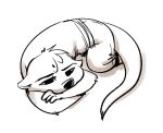  2019 anthro clothed clothing crossed_arms fuel_(artist) greyscale half-closed_eyes head_tuft lutrine lying male mammal monochrome mustelid oliver_(fuel) on_front simple_background solo topless white_background 