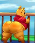  anthro ber00 big_breasts big_butt bottomless breasts butt clothed clothing crossgender disney eyelashes female fur half-closed_eyes huge_breasts huge_butt looking_at_viewer looking_back mammal outside partially_clothed pooh_bear pussy rear_view short_stack side_boob solo thick_thighs under_boob ursid voluptuous wide_hips winnie_the_pooh_(franchise) yellow_fur 