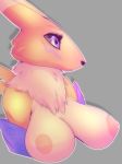  2019 anthro areola breasts bust_portrait canid canine cheezayballz digimon digimon_(species) digital_media_(artwork) dipstick_ears eyelashes facial_markings female hi_res mammal markings neck_tuft nipples portrait renamon simple_background solo tuft 