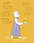  anthro boss_monster bovid caprine clothing english_text female food fur goat horn long_ears mammal miu pie simple_background solo text toriel undertale video_games white_fur worried 