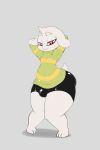  animated asriel_dreemurr balls blush booty_shorts bovid bulge butt caprine clothing dancing goat hi_res male mammal saurian_(artist) shorts solo sweater thick_thighs undertale video_games 