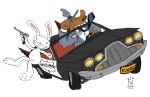  2019 [in]vader anthro canid canine canis car clothing domestic_dog duo gun handgun hat hi_res lagomorph mammal max_(sam_&amp;_max) necktie police police_car rabbit ranged_weapon sam_&amp;_max sam_(sam_&amp;_max) vehicle weapon 