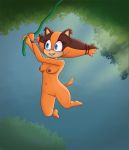  2019 anthro badger blue_eyes blush bracelet breasts brown_fur brown_nipples butt cute_fangs day digital_media_(artwork) es74 eyelashes female fur hi_res jewelry jungle mammal mustelid musteline nipples nude open_mouth orange_fur outside plant pussy sky smile solo sonic_(series) sonic_boom sticks_the_jungle_badger sunlight teeth tongue tree video_games vines 