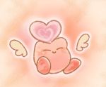  blush copy_ability detached_wings eyes_closed heart holding holding_heart kirby kirby_(series) mikan_38knight nintendo outline pink_theme smile solo white_outline wings 