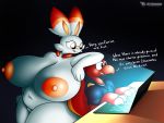  2019 absurd_res anthro anthrofied areola bds_charmeleon big_areolas big_breasts big_eyes breasts butt charmeleon claws clothing computer cute_eyes cute_smile dialogue digital_media_(artwork) english_text eyelashes female fur hi_res huge_breasts humor internet irony lagomorph laptop lips long_ears mammal nintendo nipples nude open_mouth overweight pok&eacute;mon pok&eacute;mon_(species) pok&eacute;morph pussy rabbit scorbunny simple_background size_difference tall text thick_thighs trends video_games voluptuous watermark white_fur wide_hips 