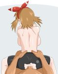  1girl absurdres anal anus ass bike_shorts breasts brown_hair creatures_(company) game_freak haruka_(pokemon) highres long_hair nintendo penis pokemon satosatori topless uncensored 