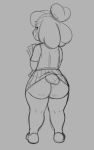  2019 animal_crossing anthro big_butt butt canid canine canis clothing domestic_dog female footwear hair isabelle_(animal_crossing) kabrro looking_back mammal miniskirt nintendo raised_skirt rear_view shih_tzu shirt shoes short_stack sketch skirt smile solo standing thick_thighs video_games wide_hips 