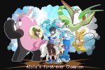  1boy alolan_form alolan_raichu baseball_cap bewear black_background black_hair black_headwear cottonee creature creatures_(company) english_text flygon game_freak gen_1_pokemon gen_3_pokemon gen_5_pokemon gen_7_pokemon hat highres holding holding_poke_ball looking_at_viewer lycanroc miu_(miuuu_721) nintendo poke_ball poke_ball_(generic) pokemon pokemon_(creature) pokemon_(game) pokemon_sm pokemon_trainer primarina raichu shirt simple_background standing t-shirt you_(pokemon) 