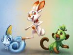  2019 absurd_res blue_eyes brown_eyes digital_media_(artwork) feral grookey group hi_res nintendo open_mouth pok&eacute;mon pok&eacute;mon_(species) scorbunny sobble teeth tongue turnipberry video_games 