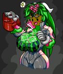  2019 big_breasts blaster_master blaster_master_zero_2 blush blush_stickers breasts camel_toe eyewear female fishnet flora_fauna flower flower_pot goggles hi_res humanoid kanna_(blaster_master) open_mouth plant solo unknown_artist video_games water watering_can wet 