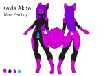  4_toes 5_fingers anatomically_correct animal_genitalia animal_penis anthro balls black_fur black_nose blue_eyes blue_penis butt canid canine canine_penis canis color_swatch digital_media_(artwork) digitigrade english_text erection eyebrows fox front_view fur girly hair kayla_akita kaylafoxy knot long_hair looking_at_viewer male mammal model_sheet multicolored_fur nude penis pink_fur purple_fur purple_hair rear_view simple_background smile smirk solo text toes two_tone_fur white_background 