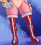  amy_rose anthro bracelet clothing eulipotyphlan faceless_female female footwear gloves hand_on_hip hedgehog high_heels jewelry mammal navel pattern_background pussy shoes simple_background solo sonic_(series) thigh_boots zaboom 