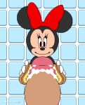  2019 2d_animation 4_fingers angelauxes animated anthro bow_tie cleaning disney duo eyelashes female female_focus human hyper hyper_penis low_res mammal minnie_mouse mouse penis rodent smile solo_focus 