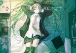  bed cropped green_hair hatsune_miku long_hair sleeping twintails vocaloid zrero 