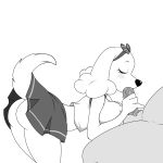  2019 anthro balls big_breasts black_and_white blush breasts butt canid canine canis cheerleader clothed clothing domestic_dog duo eyes_closed faceless_male fellatio female female_focus greyscale hi_res lonbluewolf male male/female mammal monochrome no_underwear oral penis poodle sex solo_focus vein veiny_penis 