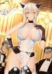  1girl 2boys areolae artoria_pendragon_(all) artoria_pendragon_(lancer_alter) babydoll bangs bare_shoulders beard black_bow black_gloves black_hair black_jacket black_legwear black_neckwear blonde_hair blush bow bowtie bracelet breasts champagne_flute choker cleavage cleft_of_venus cowboy_shot craft_essence cup dark_persona drinking_glass dutch_angle facial_hair fate/grand_order fate_(series) garter_belt garter_straps glint gloves grey_hair hair_between_eyes hand_on_hip hand_up holding holding_cup horns indoors jacket jewelry large_breasts light_particles lingerie long_hair looking_at_viewer mask mole_on_cheek multiple_boys mustache navel necklace open_clothes open_jacket parted_lips ppshex pussy revealing_clothes royal_icing see-through shiny shiny_skin shirt sidelocks skindentation smile solo_focus sparkle thighhighs tuxedo uncensored underwear white_shirt yellow_eyes 
