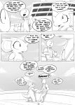  5_fingers anon anthro beverage black_and_white clothed clothing comic day english_text eyelashes female happy holding_object horn human male mammal monochrome nidoqueen nintendo open_mouth pok&eacute;mon pok&eacute;mon_(species) queenie_(shoutingisfun) ship shoutingisfun sky speech_bubble straw text vehicle video_games 