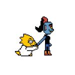  alphys animated blue_skin female female/female fish goatboyalex hand_holding lizard marine ponytail reptile scalie size_difference undertale undyne video_games walking wholesome yellow_skin 