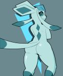  absurd_res anthro azlech butt eeveelution female glaceon hi_res looking_at_viewer nintendo nude pok&eacute;mon pok&eacute;mon_(species) solo standing video_games 