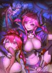  3girls berg blazing_heart_(elsword) breasts breasts_outside chiliarch_(elsword) cum cum_on_body demon_girl elesis_(elsword) elsword elsword_(character) karis_(elsword) lord_knight_(elsword) luciela_r._sourcream multiple_girls multiple_penetration nipples smile succubus tentacle tentacle_sex tentacles 