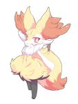  2019 anthro blush braixen chest_tuft dipstick_tail fluffy fluffy_tail inner_ear_fluff looking_at_viewer multicolored_tail navel nintendo nyaswitchnya pok&eacute;mon pok&eacute;mon_(species) simple_background solo stick tuft video_games 