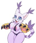  anthro areola bikini breasts clothed clothing colored_sketch dickgirl digimon digimon_(species) flaccid gatomon intersex looking_at_viewer penis smile solo standing swimsuit underwear underwear_aside wide_hips wizzikt 