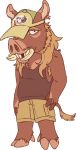  anthro armpit_hair chase_(character) clothing facial_hair hat hi_res imperatorcaesar male mammal mullet mustache scruffy shirt shorts solo suid suina sus_(pig) tank_top teeth tusks wild_boar 