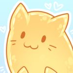  &lt;3 :3 blue_background chibi felid feline feral hazepages low_res mammal simple_background smile solo whiskers 