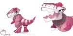  blush cake candy dessert dinosaur eyelashes female feral food food_creature frosting fruit hi_res living_candy looking_back open_mouth pink_body reptile scalie shamelesss simple_background solo strawberry theropod tyrannosaurid tyrannosaurus tyrannosaurus_rex white_background 