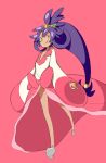  1girl creatures_(company) dark_skin dress eyebrows game_freak highres iris_(pokemon) liline_(liline_01) long_hair nintendo pokeball pokemon pokemon_(game) pokemon_bw2 purple_hair red_eyes simple_background solo tied_hair tongue tongue_out very_long_hair 