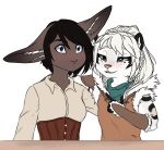  blush duo e-pon felid hair lagomorph mammal pantherine rabbit snow_leopard tavern 