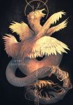  2019 ambiguous_gender black_background clockbirds digital_media_(artwork) dragon feathered_dragon feathered_wings feathers feral hi_res open_mouth scales simple_background solo wings 