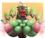  &lt;3 2019 big_breasts blaster_master blaster_master_zero_2 blush bound breast_bondage breast_expansion breasts cleavage clothed clothing elfdrago exposed_breasts eyewear female flora_fauna flower food fruit goggles green_skin hi_res huge_breasts humanoid hyper hyper_breasts kanna_(blaster_master) lactating melon nipples not_furry plant simple_background solo video_games watermelon 
