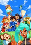  &gt;:( 3boys 4girls :d ;d aosa_(momikin) aqua_hair bare_shoulders barrel_caskett bike_shorts bike_shorts_under_shorts black_hair blonde_hair blush bon_bonne breasts brown_gloves brown_hair cabbie_hat capcom closed_mouth cloud commentary_request dark_skin data_(rockman_dash) earrings eyebrows_visible_through_hair eyes_visible_through_hair flutter full_body gloves grass green_eyes hair_pulled_back hair_slicked_back hairband hand_up happy harem hat jealous jewelry kobun long_hair looking_at_another looking_at_viewer monkey multiple_boys multiple_girls neck nib_pen_(medium) one_eye_closed open_mouth orange_eyes outdoors pink_hairband red_eyes red_headwear red_shorts robot rock_volnutt rockman rockman_dash roll_caskett round_teeth sera_(rockman_dash) short_hair shorts sitting sky sleeveless sleeveless_turtleneck smile standing sweatdrop teeth teisel_bonne thighhighs traditional_media tron_bonne turtleneck twintails upper_body upper_teeth v wariza wince yuna_(rockman_dash) 