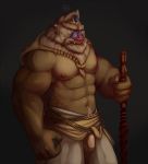  abs anthro beard biceps bulge crown facial_hair fangs hi_res male mammal mandrill monkey muscular navel nipples pecs penis_outline primate quorum-s solo 