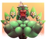  2019 big_breasts blaster_master blaster_master_zero_2 blush bound breast_bondage breast_expansion breasts cleavage clothed clothing elfdrago exposed_breasts eyewear female flora_fauna flower food fruit goggles green_nipples green_skin hi_res huge_breasts humanoid hyper hyper_breasts kanna_(blaster_master) melon nipples not_furry plant simple_background solo video_games watermelon 